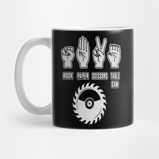 Rock Paper Scissors Table Saw Carpenter Gift Mug